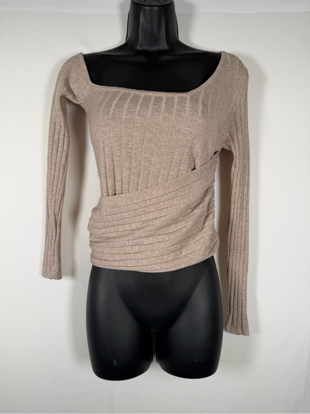 Ronny Kobo Collection Rosette Knit Top Off Shoulder, Quiet Luxury